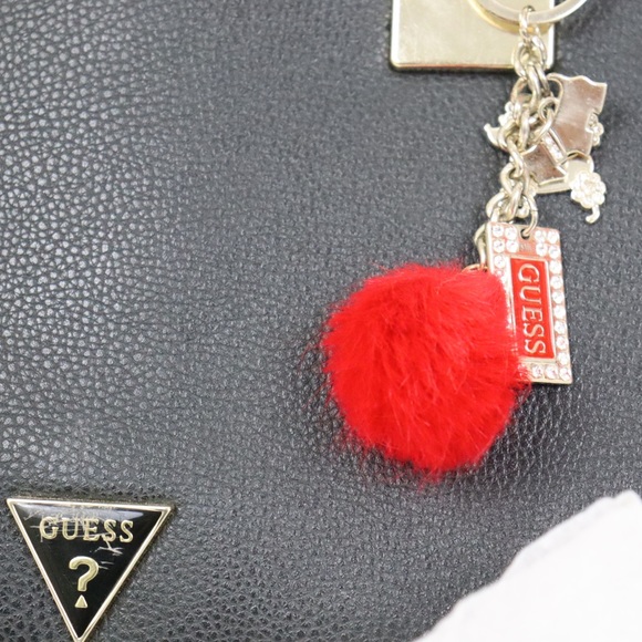 GUESS Hard Shell Leather Tote w/ OG POMPOM Poodle Keychain - Picture 8 of 16